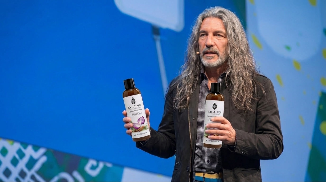 El Dr. Andrés Romero presentando Excalvo en conferencia
